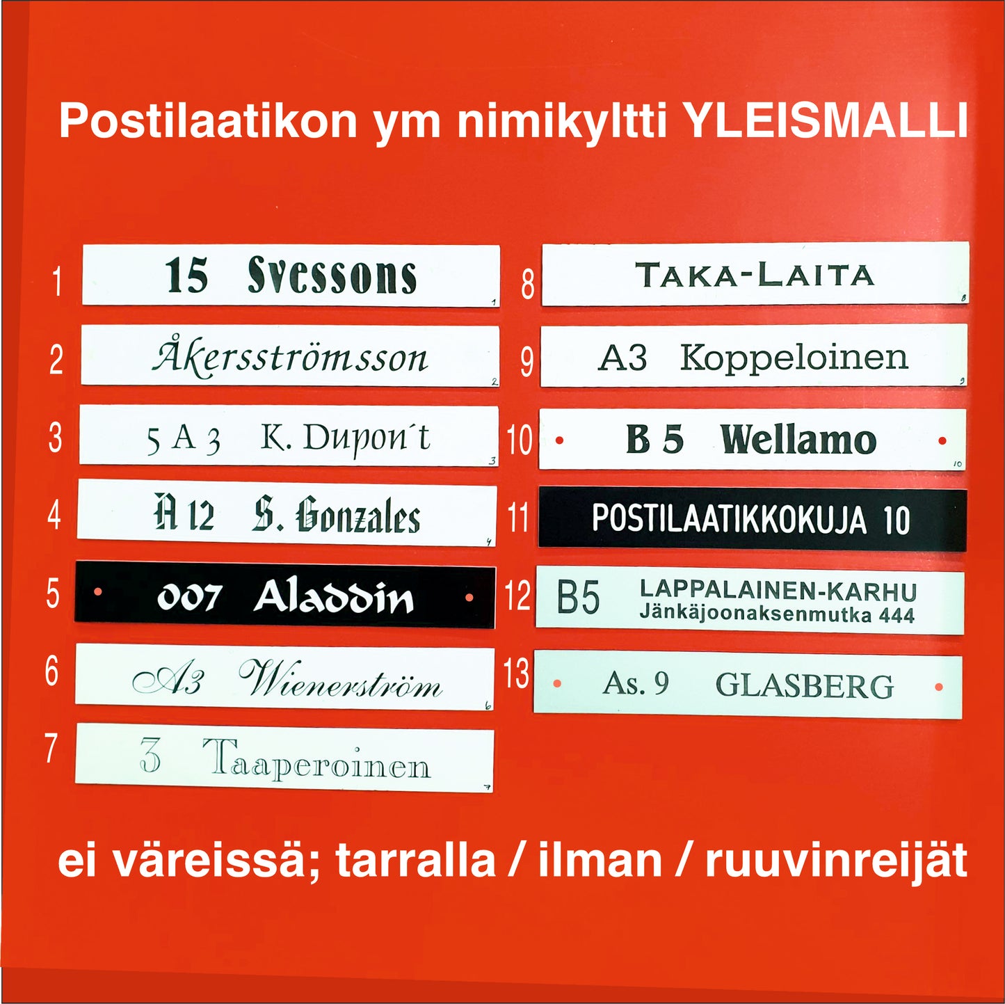 Postilaatikkokilpi (yleismalli)